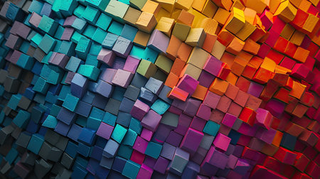 Abstract background made of multicolored cubes. 3d render illustrationの素材
