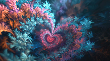 Abstract fractal. Fractal art background for creative design. Decoration for wallpaper, desktop, poster, cover booklet. Print for clothes, t-shirt. Creative illustration for designの素材