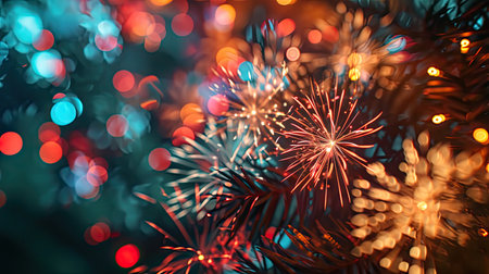 Christmas and New Year holidays background with bokeh defocused lightsの素材