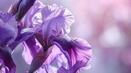 Purple iris flower close-up. Floral background.の素材