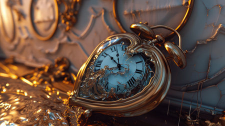 Vintage pocket watch on the background of the clock. Time conceptの素材