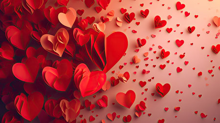 Valentine's day background with red hearts. 3d renderingの素材