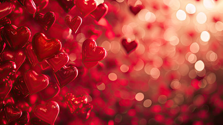Red hearts bokeh background. Valentine's day. Love.の素材