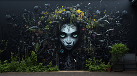 Graffiti on a wall in the city. 3D rendering.の素材