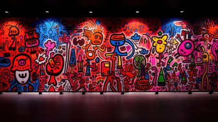 Colorful graffiti on the wall in a shopping mall. Street artの素材