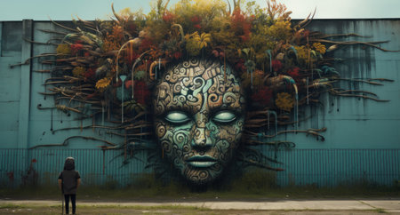 Graffiti art on the wall in the city of Kuala Lumpur, Malaysiaの素材