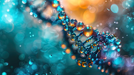 DNA strand on colorful background, 3D rendering. Computer digital drawing.の素材