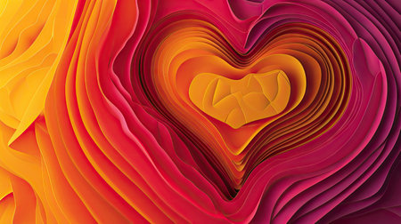 Valentine's day abstract background with red, orange and yellow heartsの素材