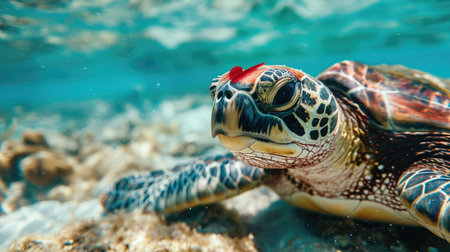 Hawaiian Green Sea Turtle (Chelonia mydas)の素材