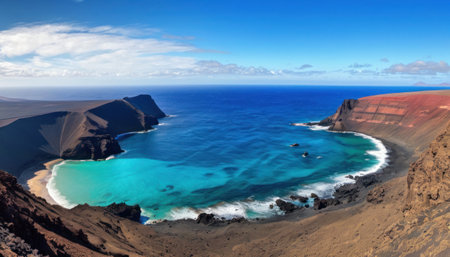 Panoramic view of Lanzarote, Canary Islands, Spainの素材