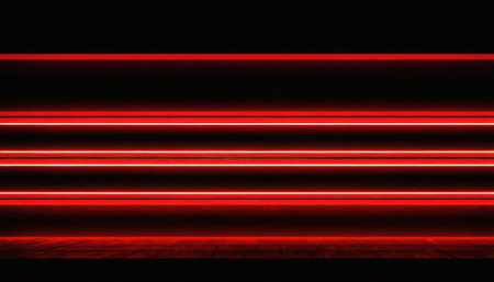 Red laser lines on a black background, 3d rendering. Computer digital drawing.の素材