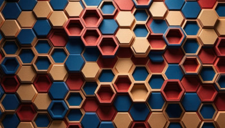 Abstract 3d rendering of hexagons background. Honeycomb pattern.の素材