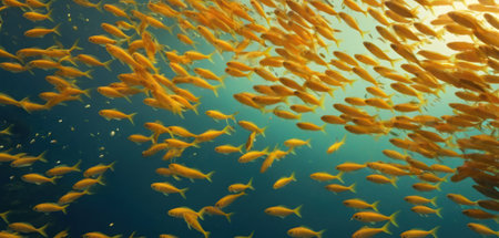 Underwater view of a school of fish swimming in the Red Seaの素材