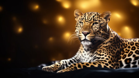 leopard in the dark with bokeh background. 3d renderingの素材