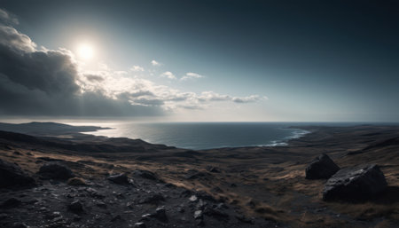Beautiful seascape with sea and sky. 3d renderingの素材