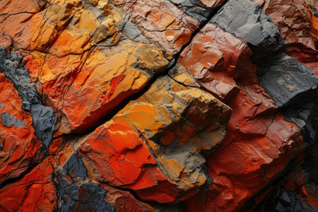 Red, orange and yellow rock texture. Abstract background for design.の素材
