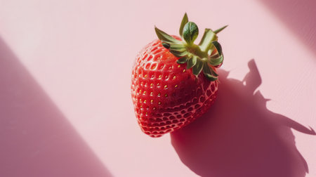 Strawberry on a pink background. Minimal style. Selective focus.の素材