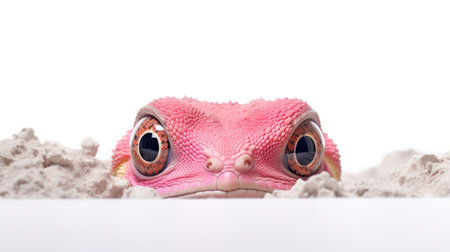 Pink leopard gecko isolated on white background. Studio shot.の素材