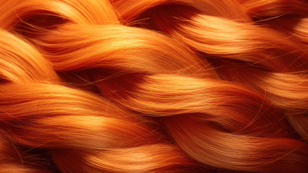 Curly red hair as background, closeup. Texture of hairの素材