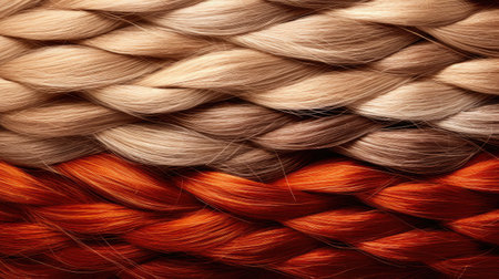Background of multicolored braided hair. Close-up.の素材