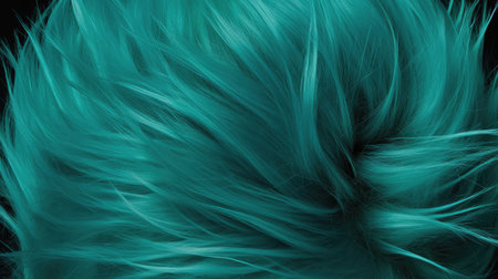 Turquoise hair on a black background. Close-up.の素材