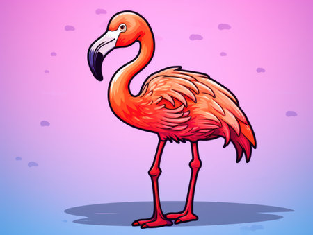 Flamingo on a pink background. Vector illustration of a flamingo.の素材