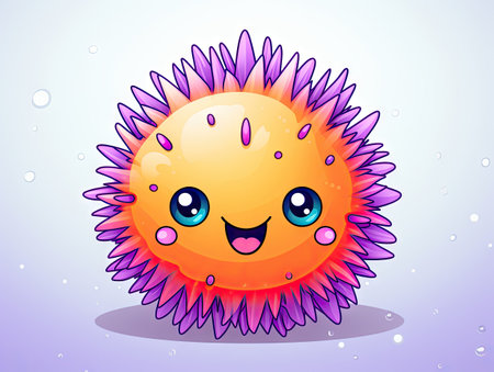 Cute cartoon character of orange sea anemone, vector illustrationの素材