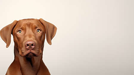 Portrait of a Vizsla dog on a white background.の素材
