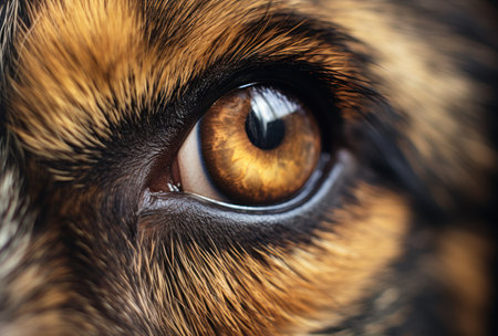 Close-up of a dog's eye. Selective focus.の素材