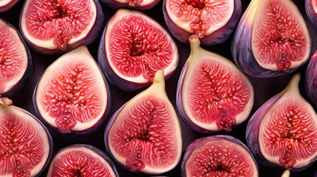 Figs background. Top view of fresh figs. Food backgroundの素材