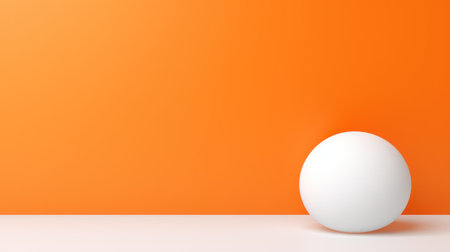 3d rendering of a white egg on a orange wall background.の素材