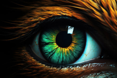 Close up of a beautiful woman's green eye. Macro shot.の素材