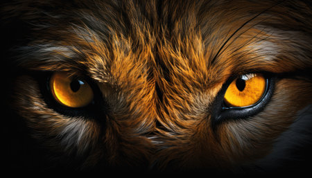 Close-up of a red fox's eyes with yellow eyes.の素材