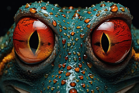 Close-up of a frog's eyes. 3D illustration.の素材