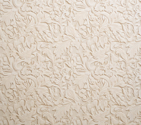 White decorative plaster on the wall of the house. Background image.の素材
