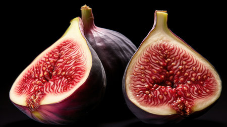 Fresh figs on a black background, close-up, macroの素材