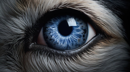 Close-up of a cat's blue eye. Macro shot.の素材