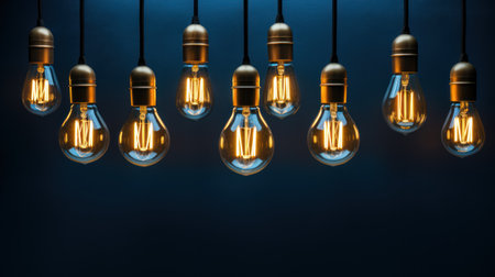 Vintage light bulbs on dark background. Idea concept. 3D Renderingの素材