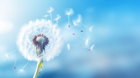 Dandelion on the background of the sky. 3d renderingの素材