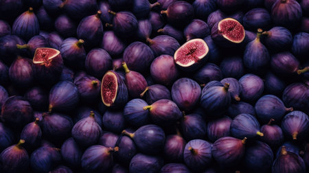 Purple figs background. Top view. Healthy food concept.の素材