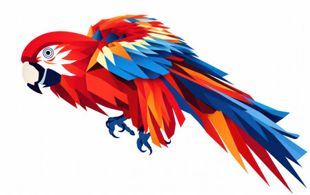 Red and blue parrot isolated on white background. Vector illustration.の素材