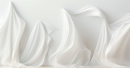 White silk fabric texture background. 3d rendering, 3d illustration.の素材