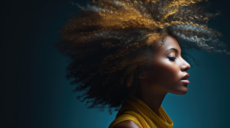 Beautiful african american young woman with afro hairstyleの素材