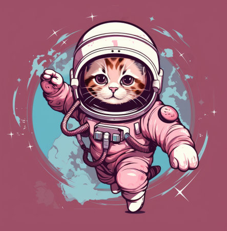 Cute cat astronaut in space suit. Vector illustration for your designの素材