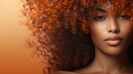 Beautiful african american woman with curly hair. Studio shot.の素材