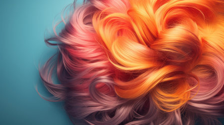 close up of a colorful hair wig as a concept of hair careの素材