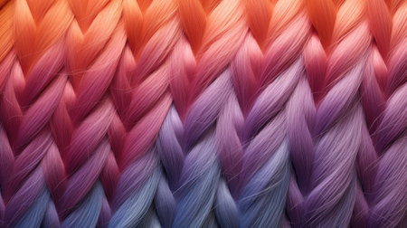 close-up of multicolored braided hair, abstract backgroundの素材
