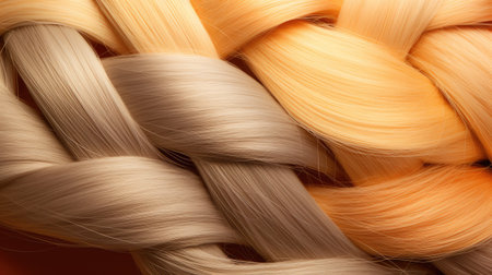 Blond hair texture as a background, close-up view.の素材
