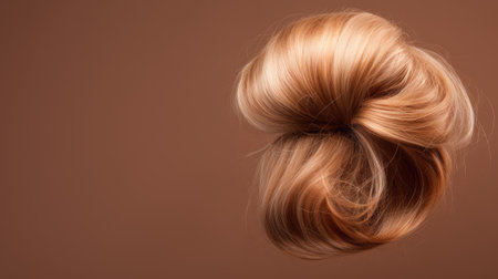blond hair in motion on brown background, studio shot, closeupの素材