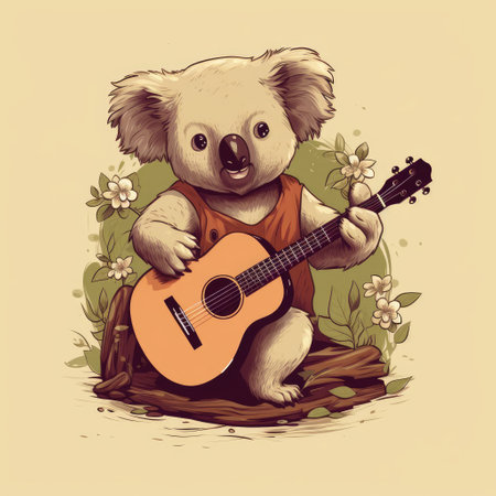 Cute koala with ukulele and guitar. Vector illustration.の素材